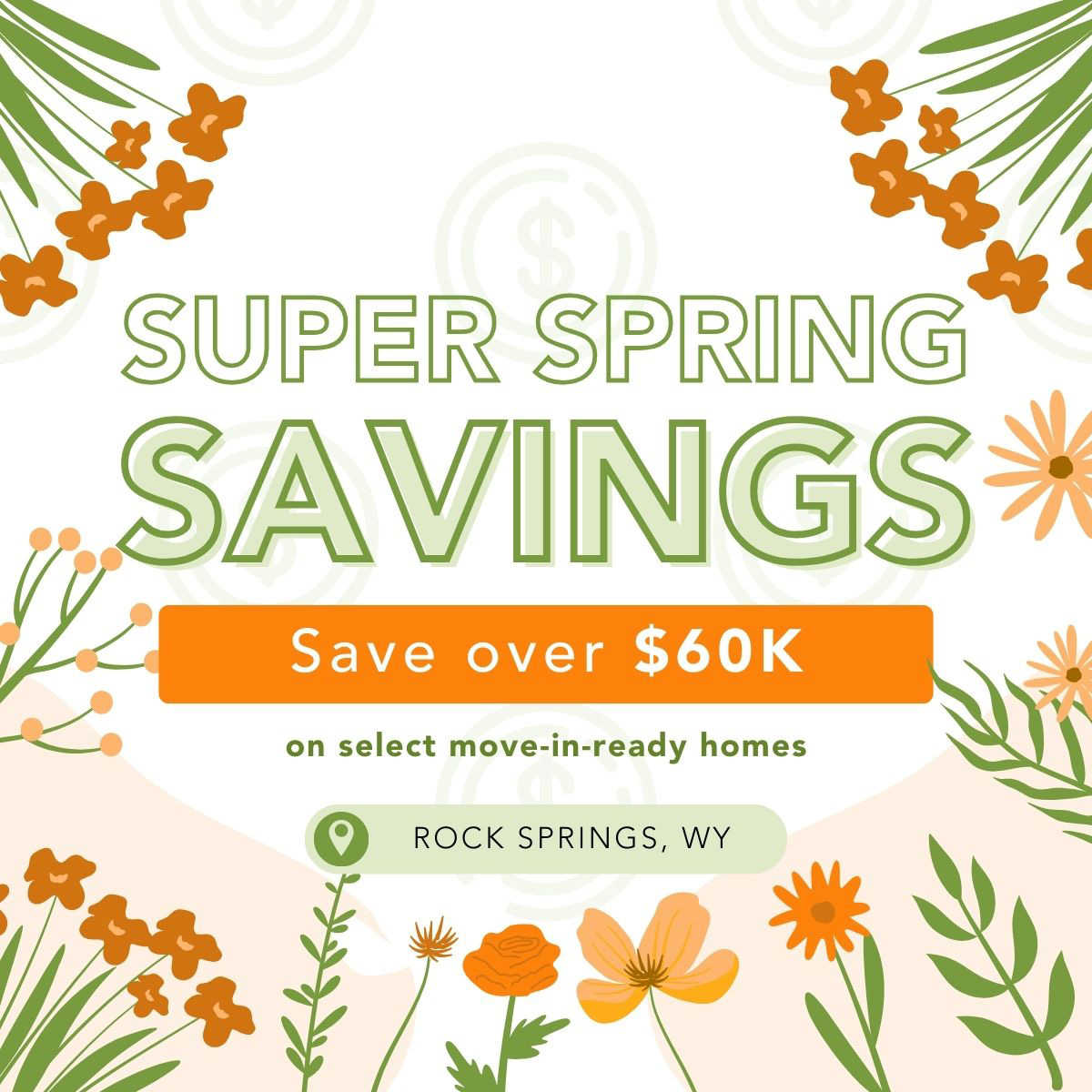 spring savings on select move in ready homes in rock springs - save $40,000 - $70,000